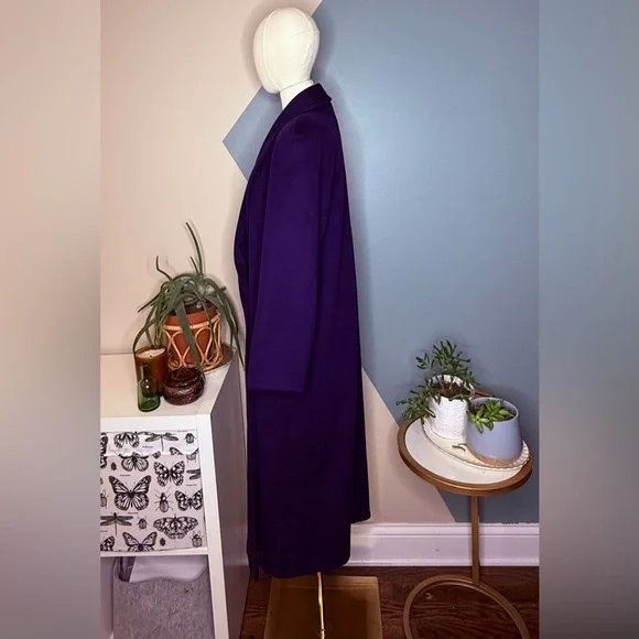Vintage Carol Horn 100% Wool Long Coat Purple Shawl Collar Double Breasted USA 8 - Picture 4 of 13